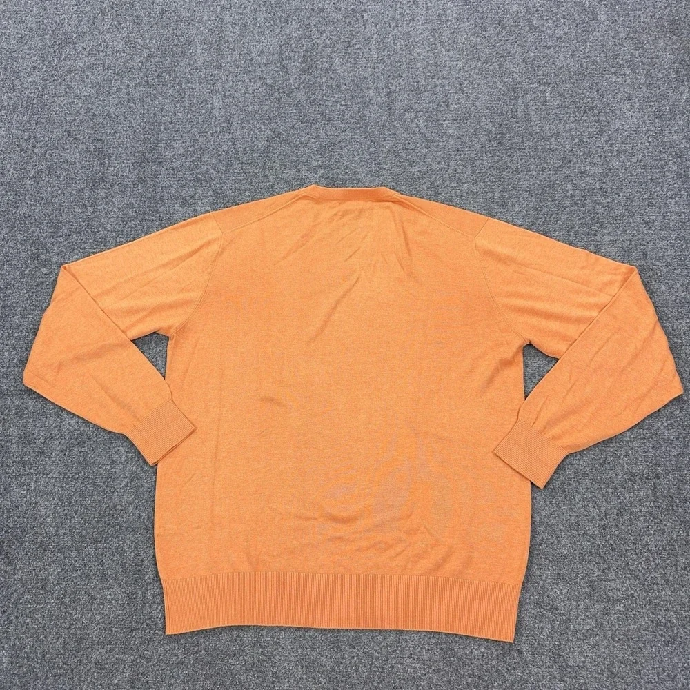 Peter Millar Sweater Mens XL Orange V Neck Silk Cotton Cashmere Knit Pullover